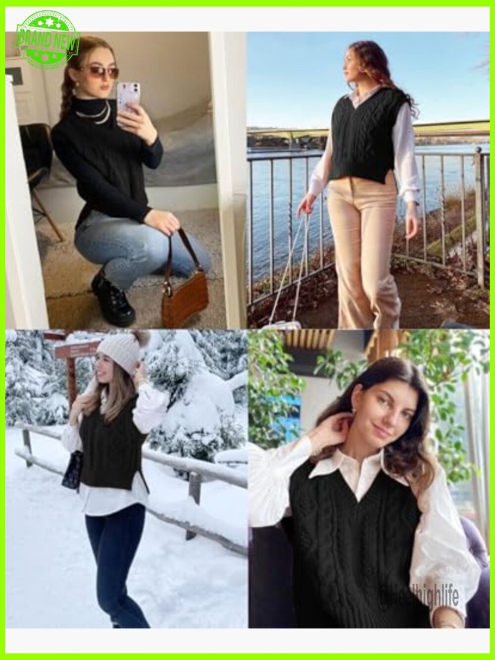 V Neck Sleeveless Knit Solid Casual Ribbed Preppy Pullover Sweater Vest - Picture 4 of 7